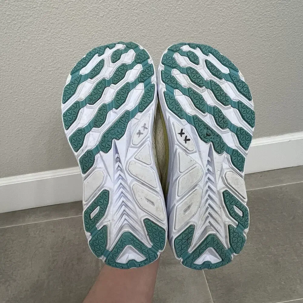Hoka One Clifton 8 Womens 6B Yellow Athletic Running Sneakers Casual Shoes